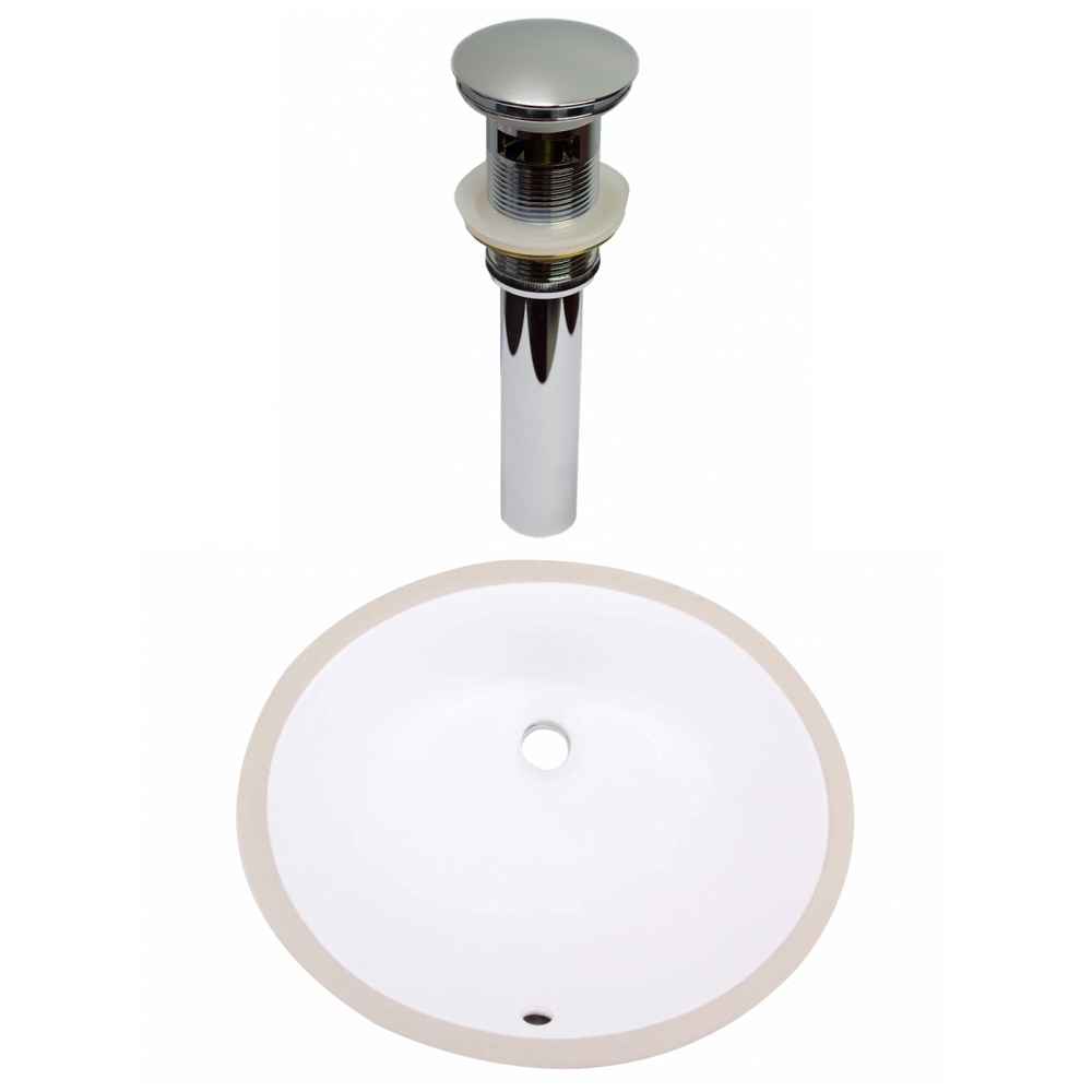 18.125-in. W CUPC Oval Bathroom Undermount Sink Set In White - Chrome Hardware - Overflow Drain Incl.