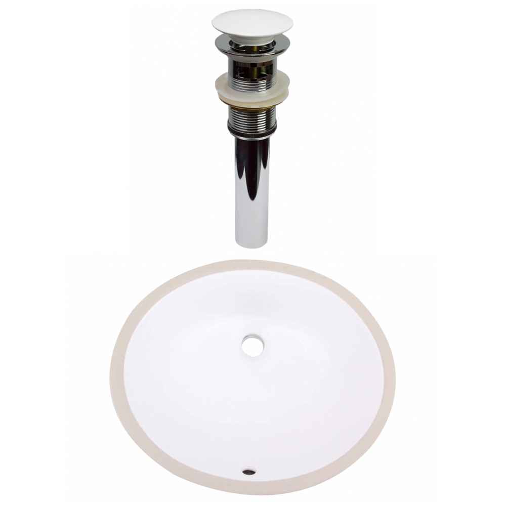 18.125-in. W CUPC Oval Bathroom Undermount Sink Set In White - White Hardware - Overflow Drain Incl.