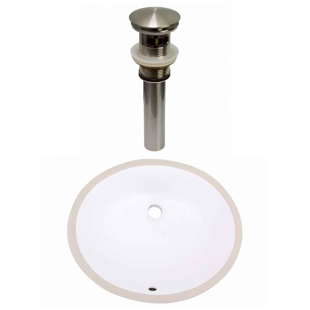 18.125-in. W CUPC Oval Bathroom Undermount Sink Set In White - Brushed Nickel Hardware - Overflow Drain Incl.