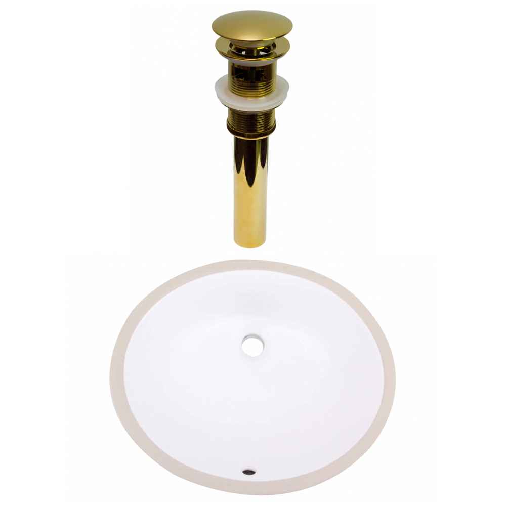 18.125-in. W CUPC Oval Bathroom Undermount Sink Set In White - Gold Hardware - Overflow Drain Incl.