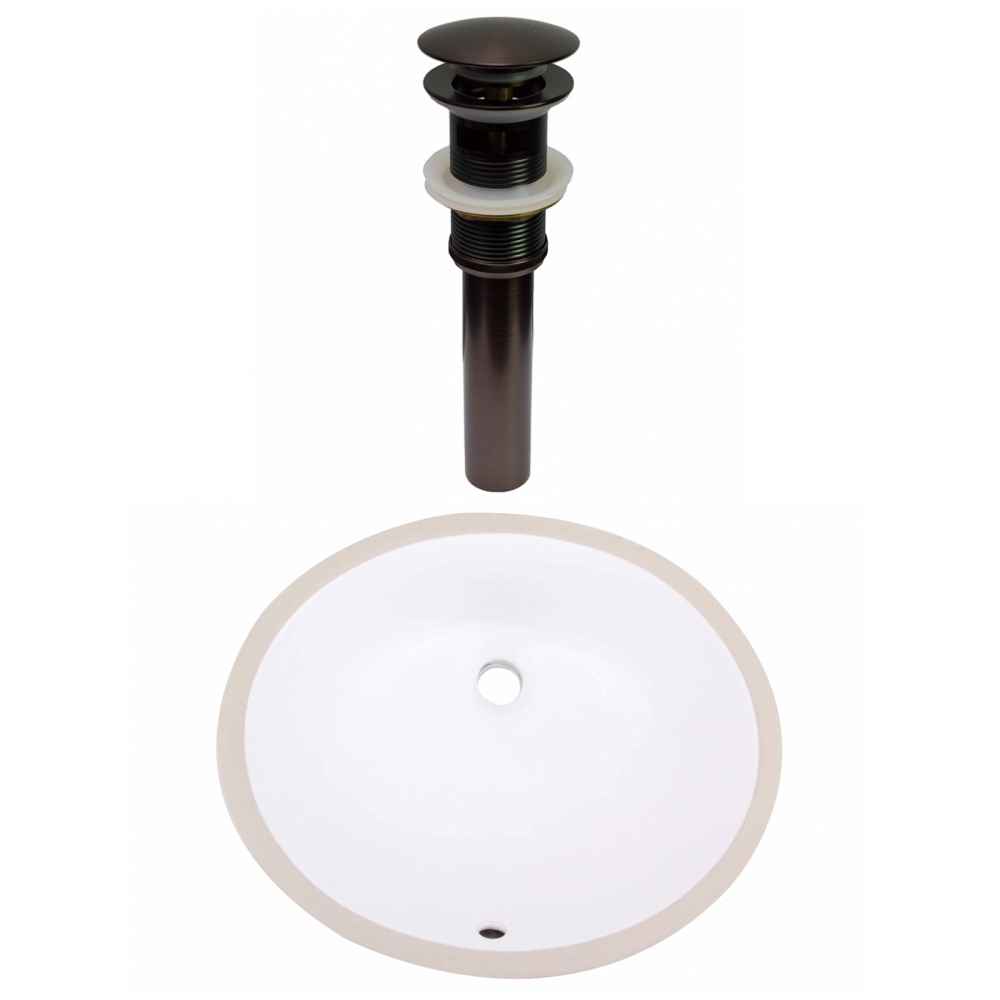 18.125-in. W CUPC Oval Bathroom Undermount Sink Set In White - Oil Rubbed Bronze Hardware - Overflow Drain Incl.