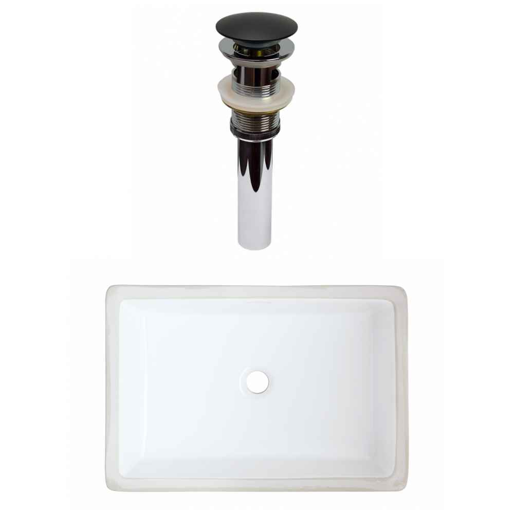 21.5-in. W CUPC Rectangle Bathroom Undermount Sink Set In White - Black Hardware - Overflow Drain Incl.
