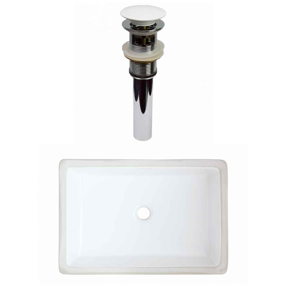 21.5-in. W CUPC Rectangle Bathroom Undermount Sink Set In White - White Hardware - Overflow Drain Incl.