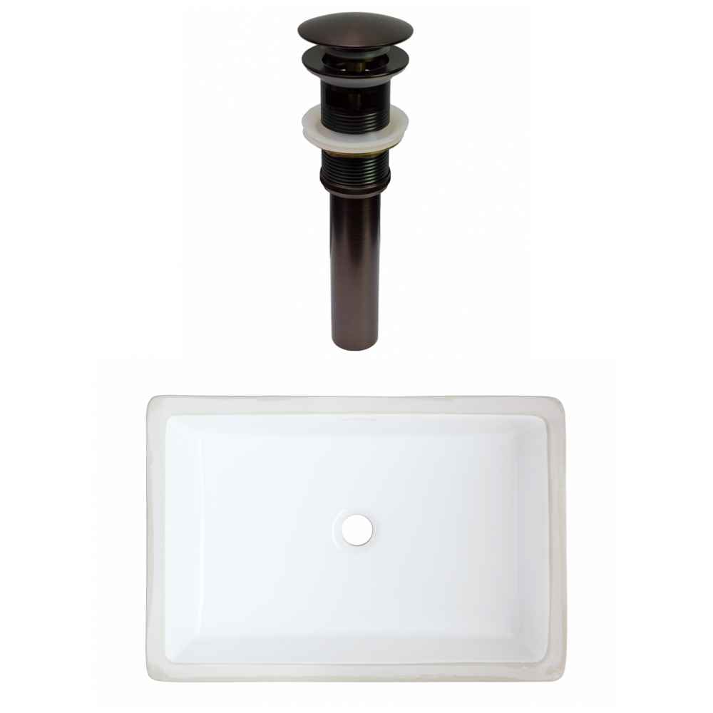 21.5-in. W CUPC Rectangle Bathroom Undermount Sink Set In White - Oil Rubbed Bronze Hardware - Overflow Drain Incl.