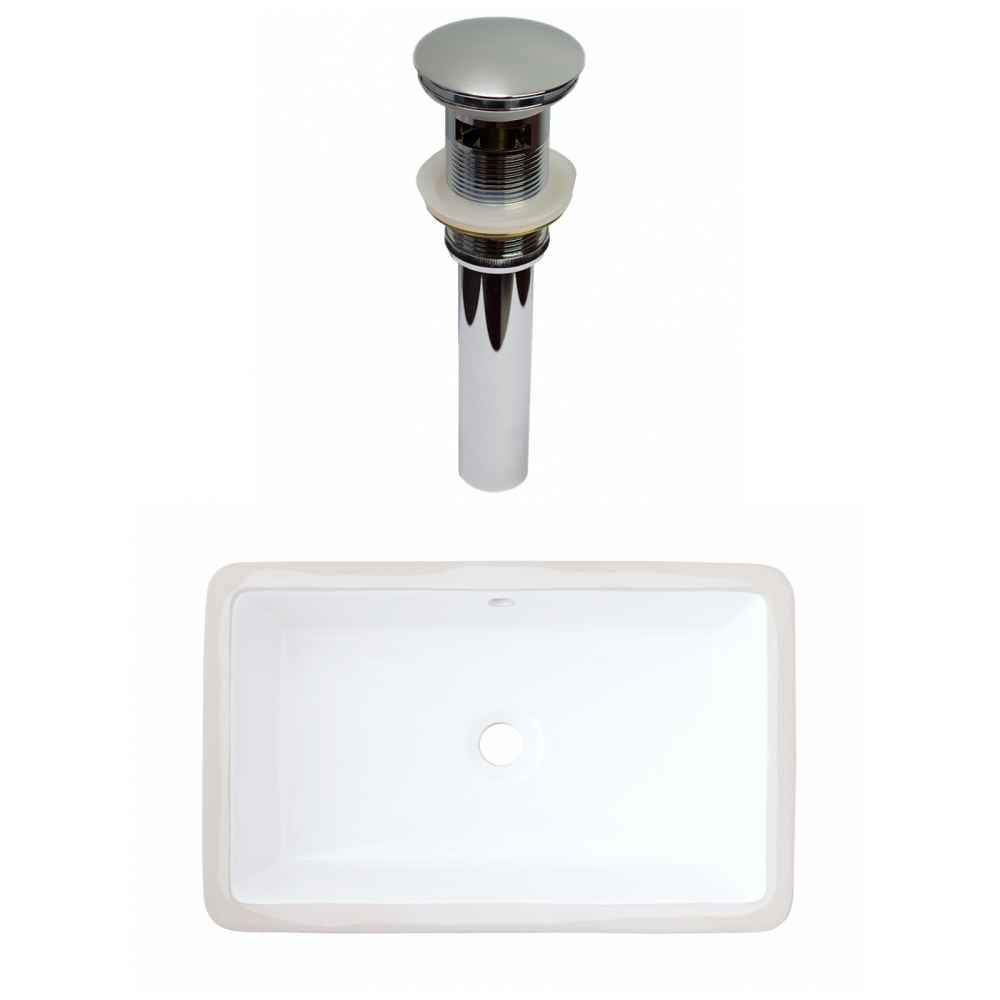 21.875-in. W CUPC Rectangle Bathroom Undermount Sink Set In White - Chrome Hardware - Overflow Drain Incl.