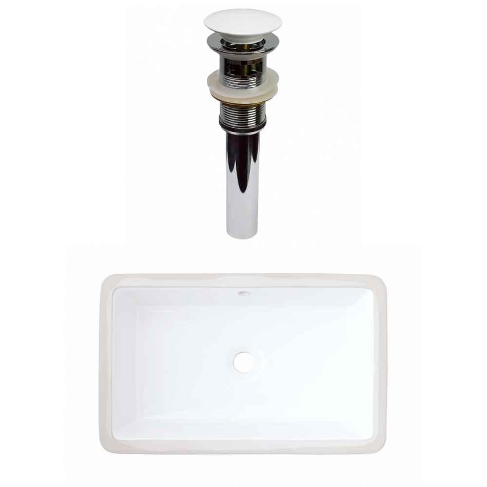 21.875-in. W CUPC Rectangle Bathroom Undermount Sink Set In White - White Hardware - Overflow Drain Incl.