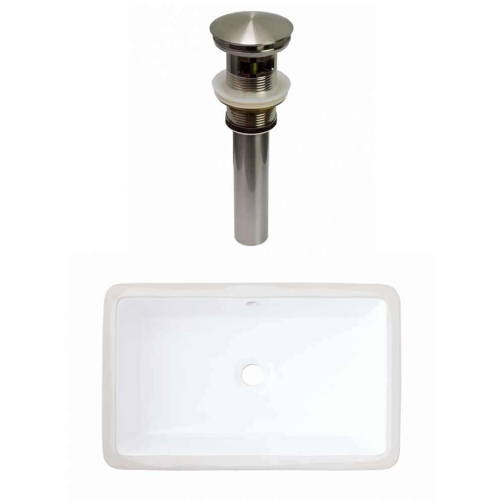 21.875-in. W CUPC Rectangle Bathroom Undermount Sink Set In White - Brushed Nickel Hardware - Overflow Drain Incl.