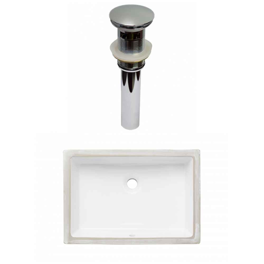 20.75-in. W CUPC Rectangle Bathroom Undermount Sink Set In White - Chrome Hardware - Overflow Drain Incl.