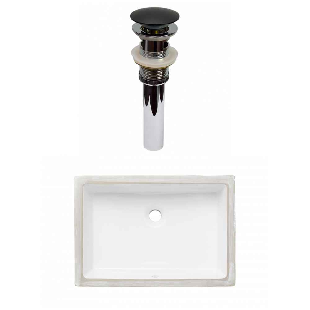 20.75-in. W CUPC Rectangle Bathroom Undermount Sink Set In White - Black Hardware - Overflow Drain Incl.