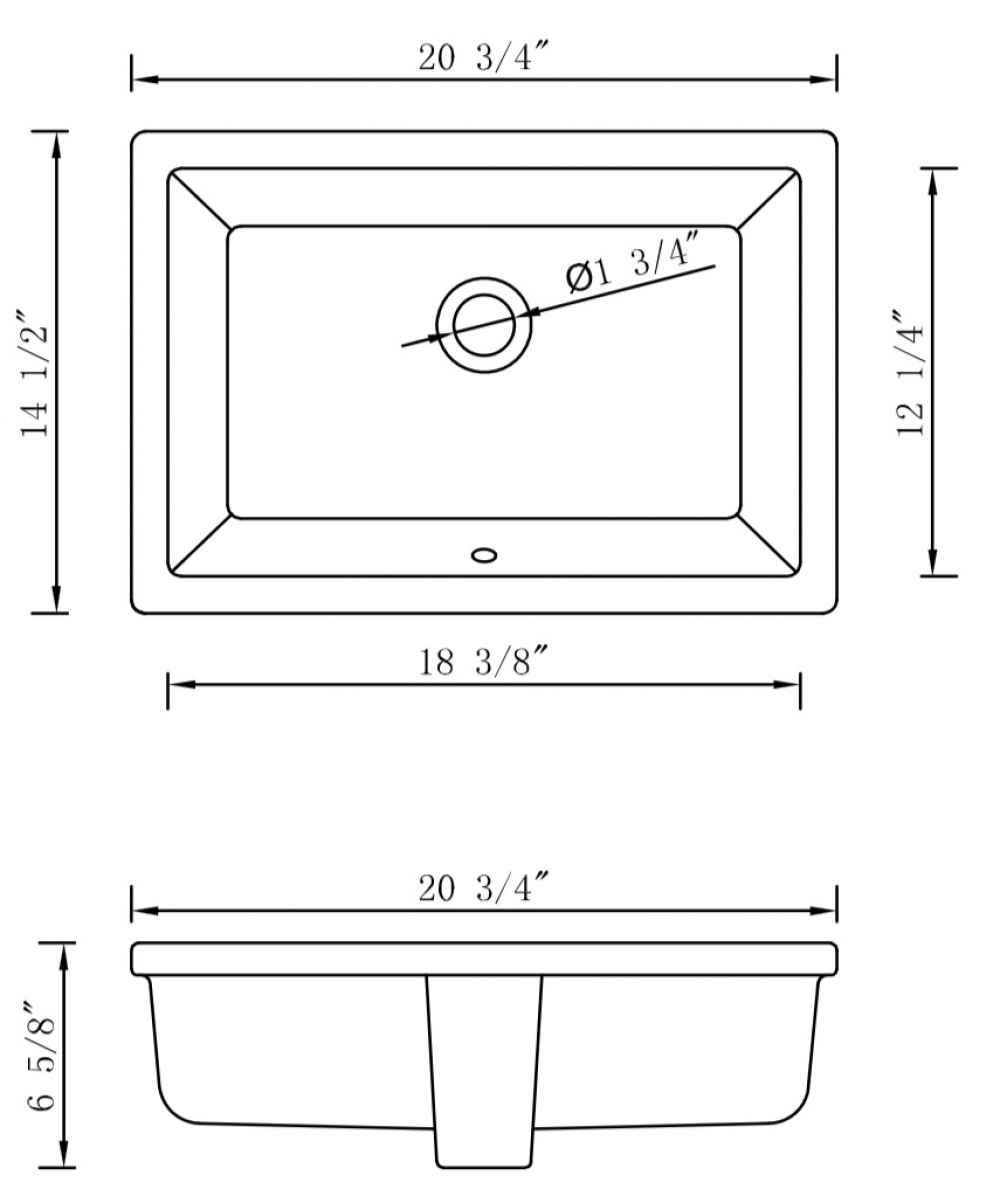 20.75-in. W CUPC Rectangle Bathroom Undermount Sink Set In White - Brushed Nickel Hardware - Overflow Drain Incl.