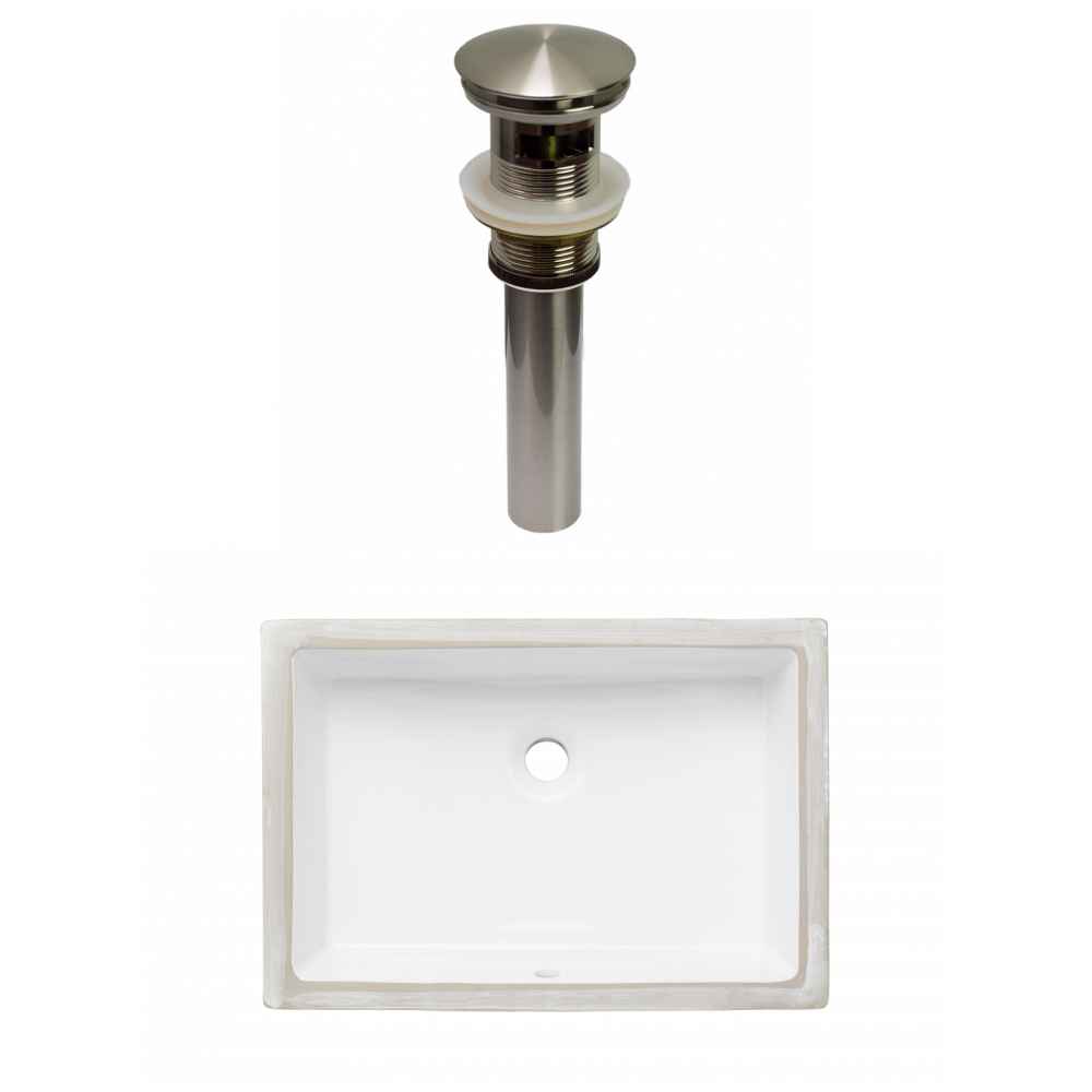 20.75-in. W CUPC Rectangle Bathroom Undermount Sink Set In White - Brushed Nickel Hardware - Overflow Drain Incl.