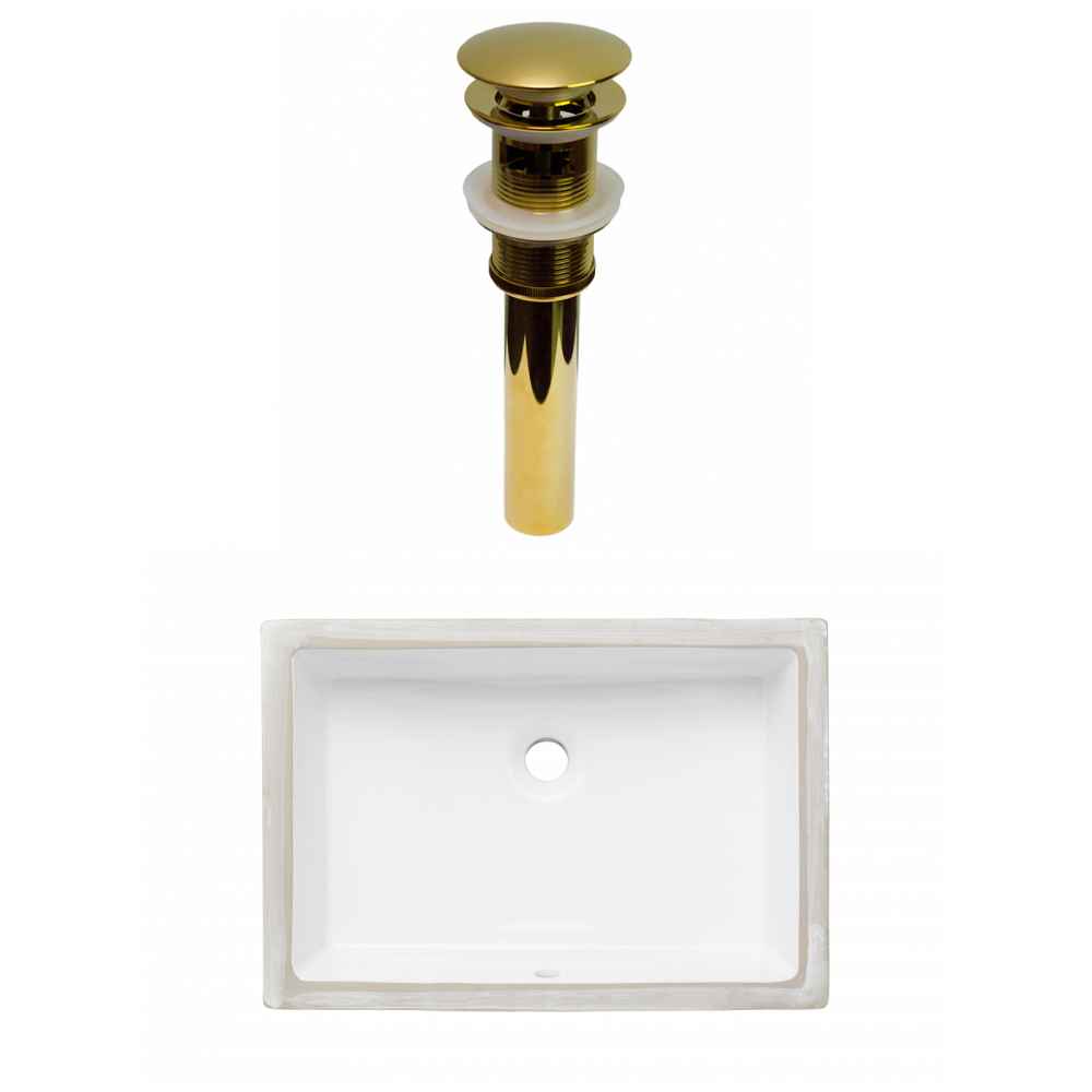 20.75-in. W CUPC Rectangle Bathroom Undermount Sink Set In White - Gold Hardware - Overflow Drain Incl.