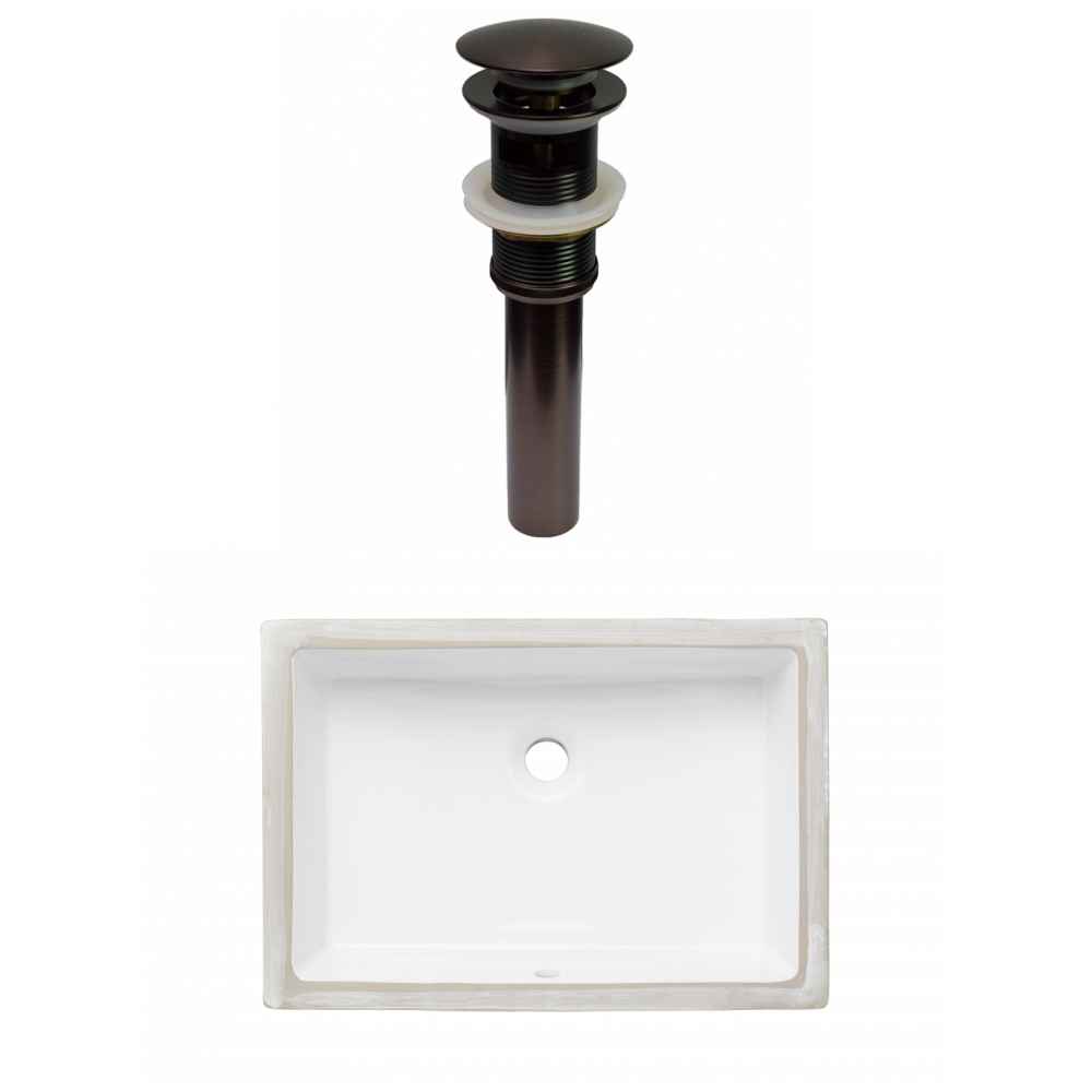 20.75-in. W CUPC Rectangle Bathroom Undermount Sink Set In White - Oil Rubbed Bronze Hardware - Overflow Drain Incl.