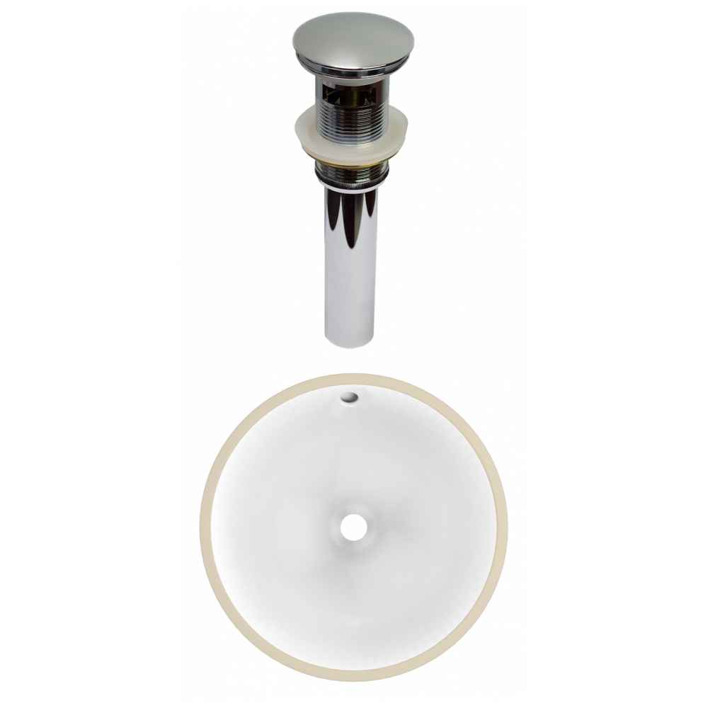 17-in. W CUPC Round Bathroom Undermount Sink Set In White - Chrome Hardware - Overflow Drain Incl.