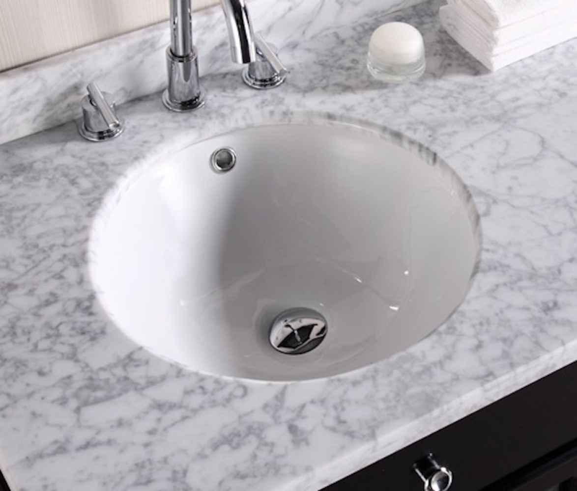 17-in. W CUPC Round Bathroom Undermount Sink Set In White - White Hardware - Overflow Drain Incl.