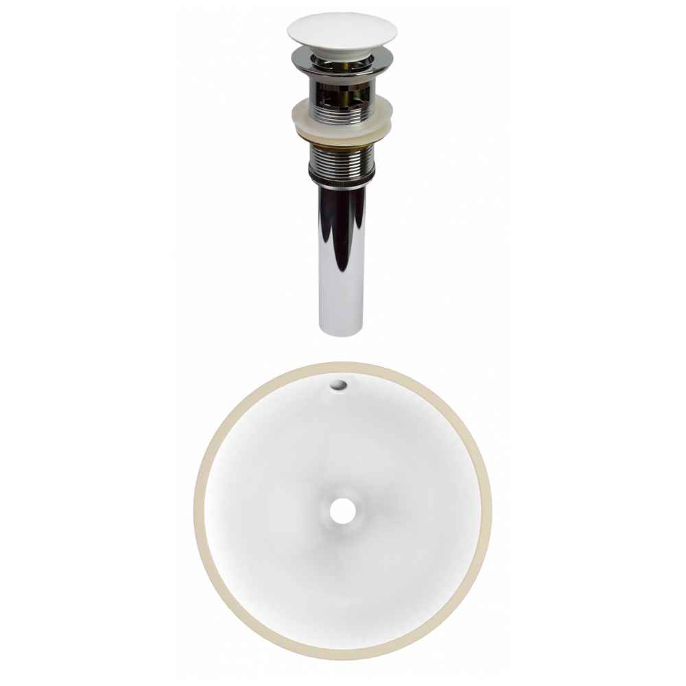 17-in. W CUPC Round Bathroom Undermount Sink Set In White - White Hardware - Overflow Drain Incl.