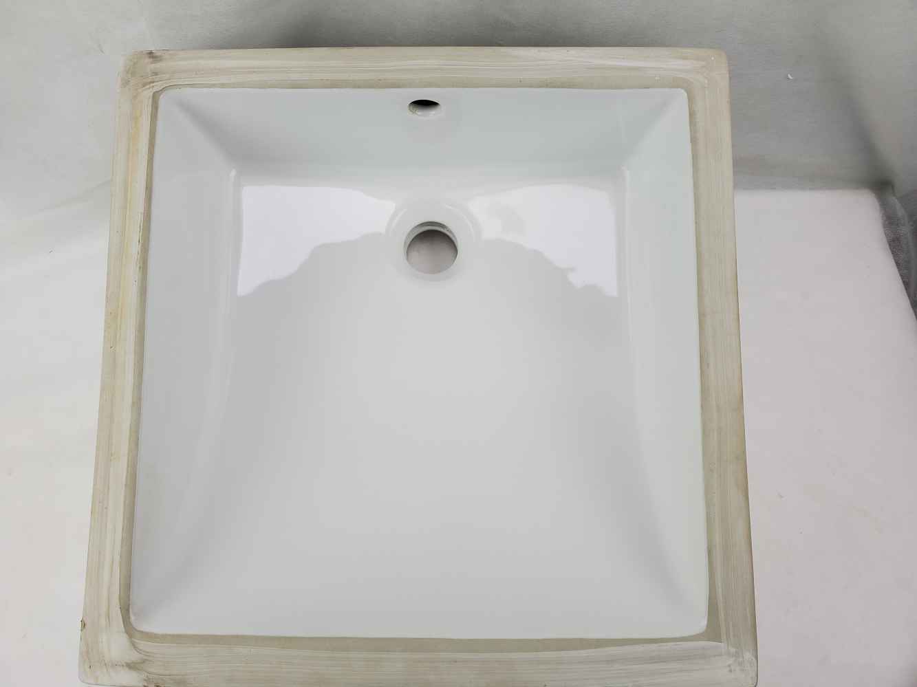 17-in. W CUPC Square Bathroom Undermount Sink Set In White - Black Hardware - Overflow Drain Incl.