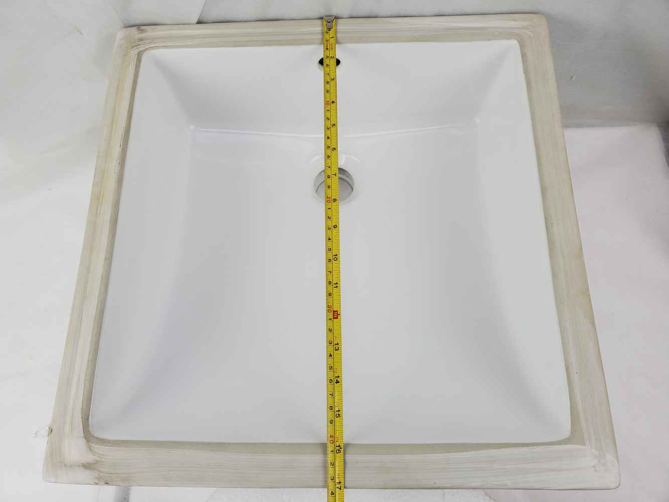 17-in. W CUPC Square Bathroom Undermount Sink Set In White - Brushed Nickel Hardware - Overflow Drain Incl.