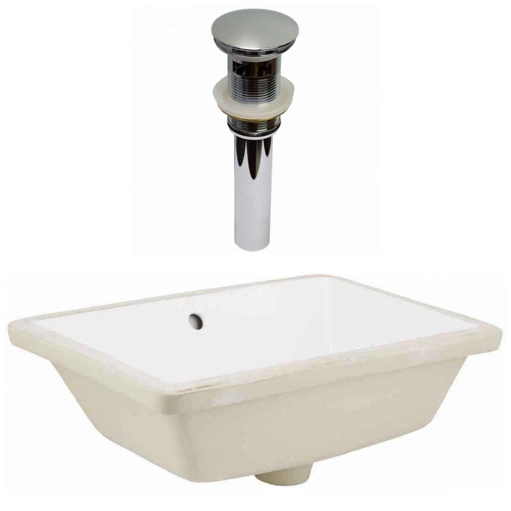 18-in. W CUPC Rectangle Bathroom Undermount Sink Set In White - Chrome Hardware - Overflow Drain Incl.