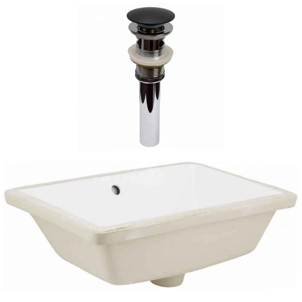 18-in. W CUPC Rectangle Bathroom Undermount Sink Set In White - Black Hardware - Overflow Drain Incl.