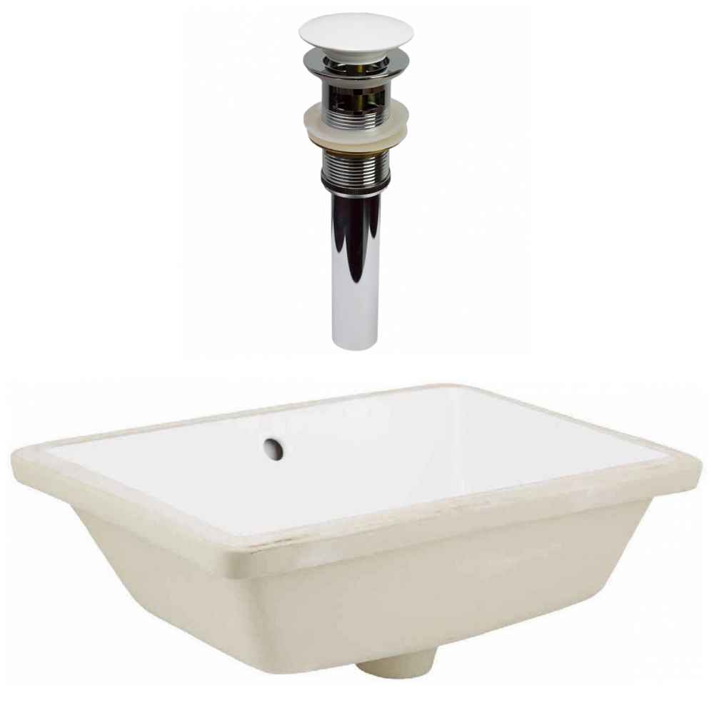 18-in. W CUPC Rectangle Bathroom Undermount Sink Set In White - White Hardware - Overflow Drain Incl.