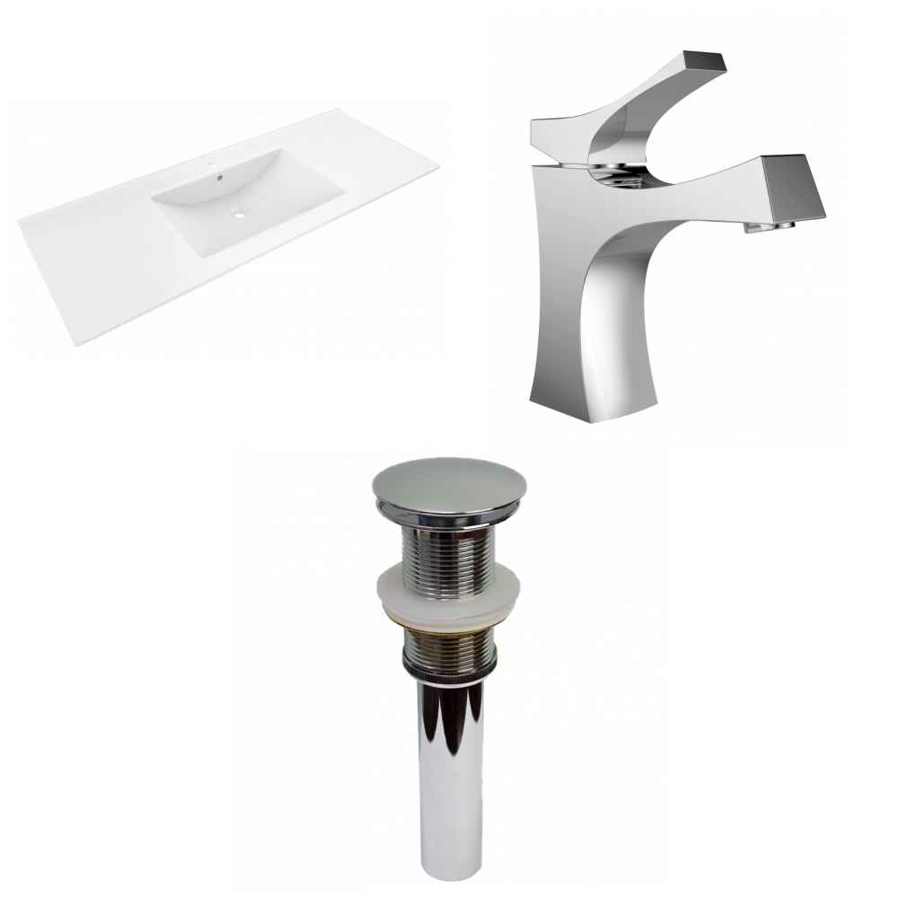 48-in. W 1 Hole Ceramic Top Set In White Color - Drain Incl.