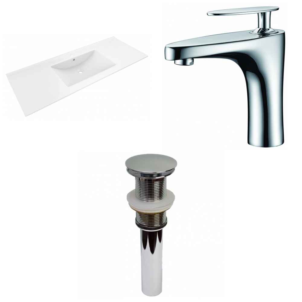 48-in. W 1 Hole Ceramic Top Set In White Color - Drain Incl.