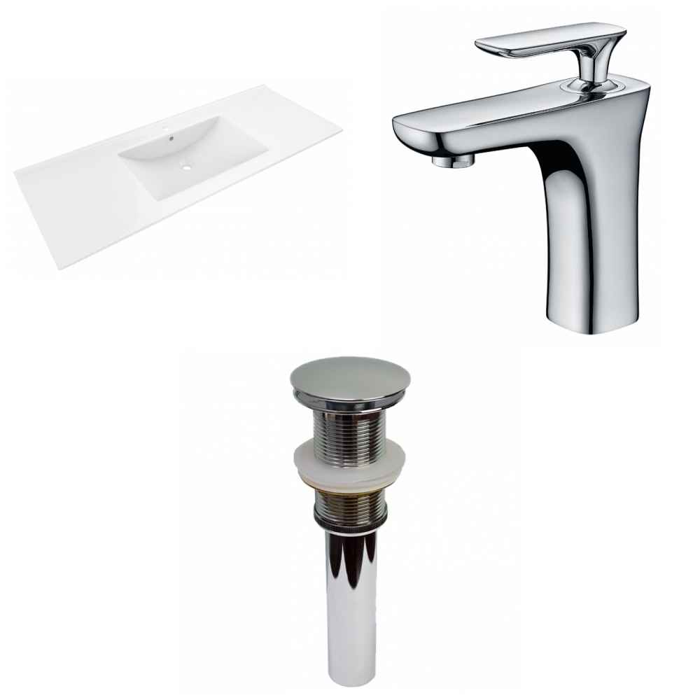 48-in. W 1 Hole Ceramic Top Set In White Color - Drain Incl.