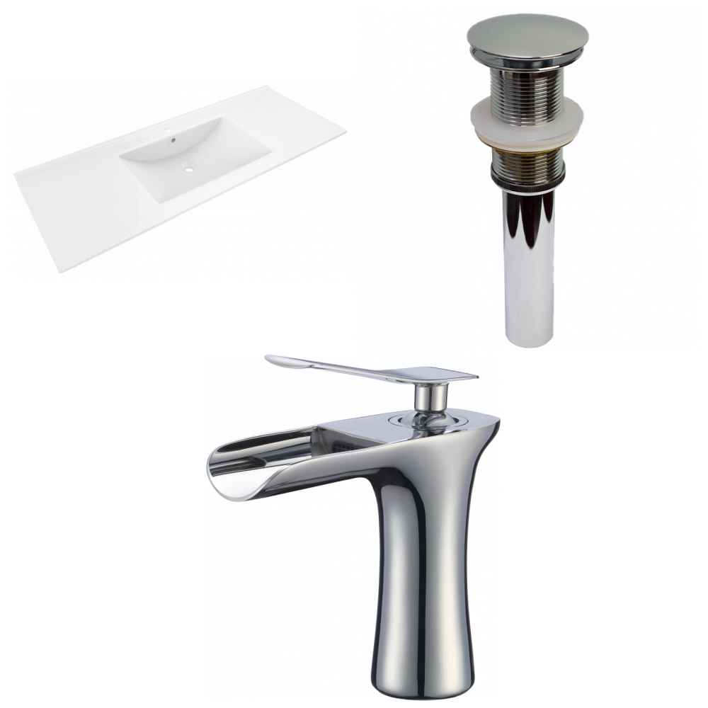 48-in. W 1 Hole Ceramic Top Set In White Color - Drain Incl.