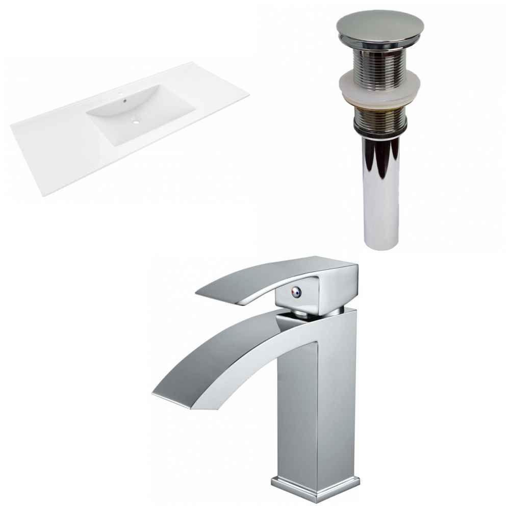 48-in. W 1 Hole Ceramic Top Set In White Color - Drain Incl.