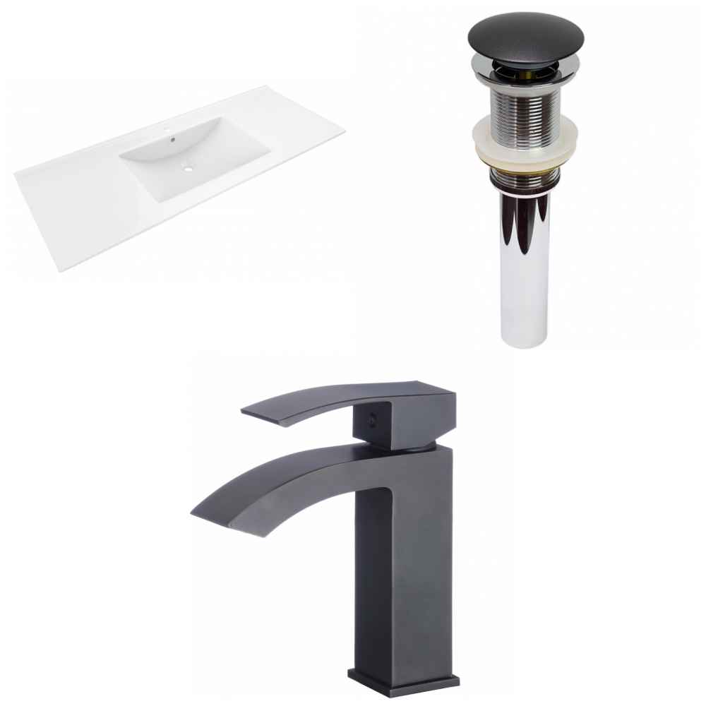 48-in. W 1 Hole Ceramic Top Set In White Color - Drain Incl.