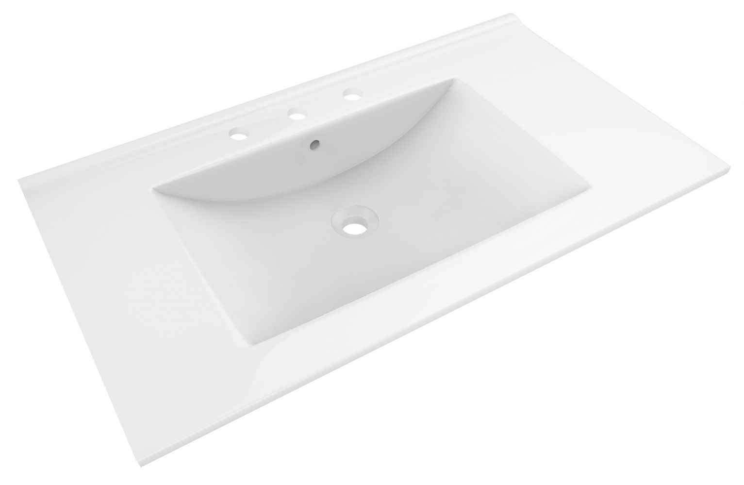 35.5-in. W 3H8-in. Ceramic Top Set In White Color - Drain Incl.