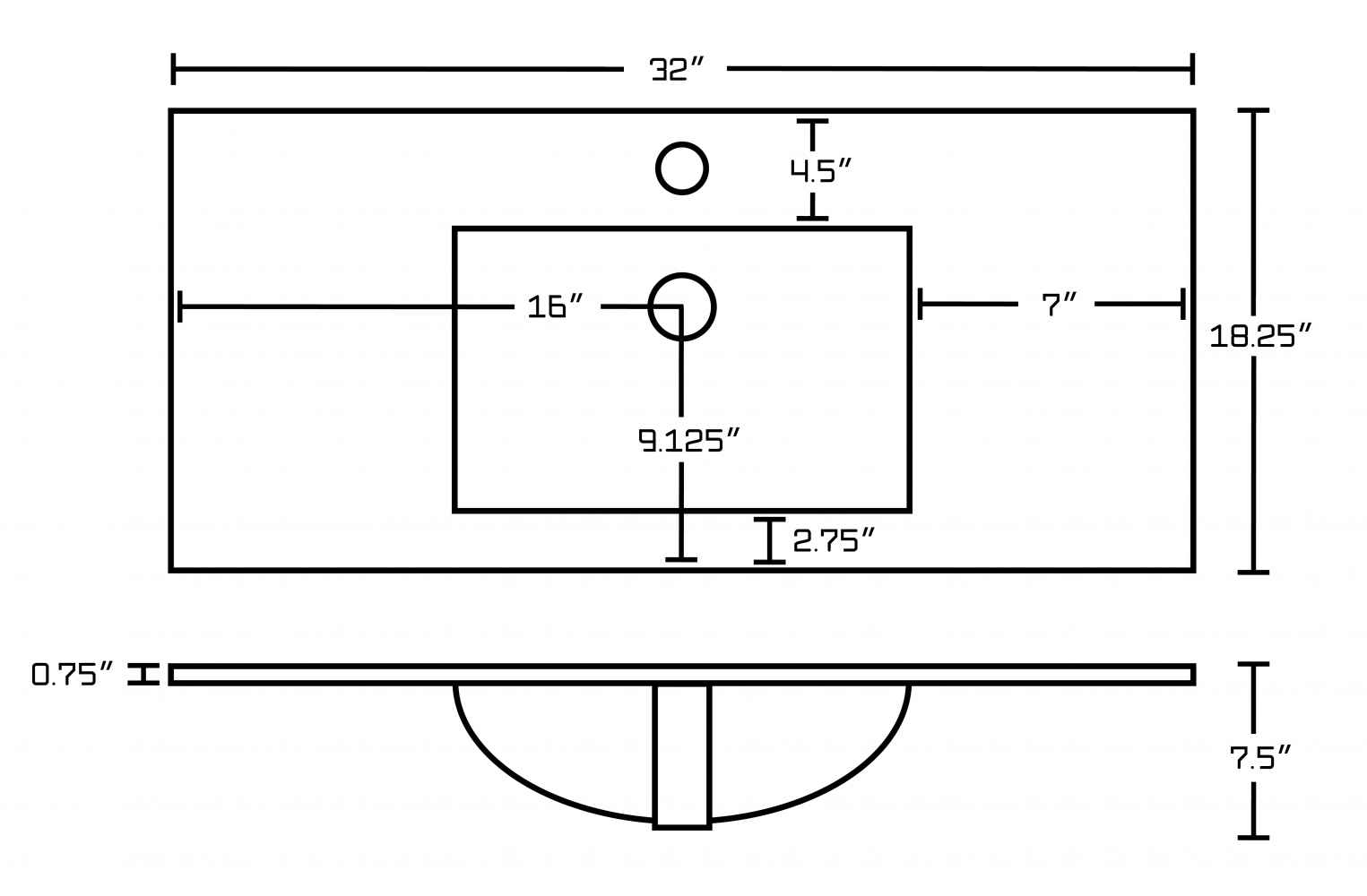 32-in. W 1 Hole Ceramic Top Set In White Color - Drain Incl.