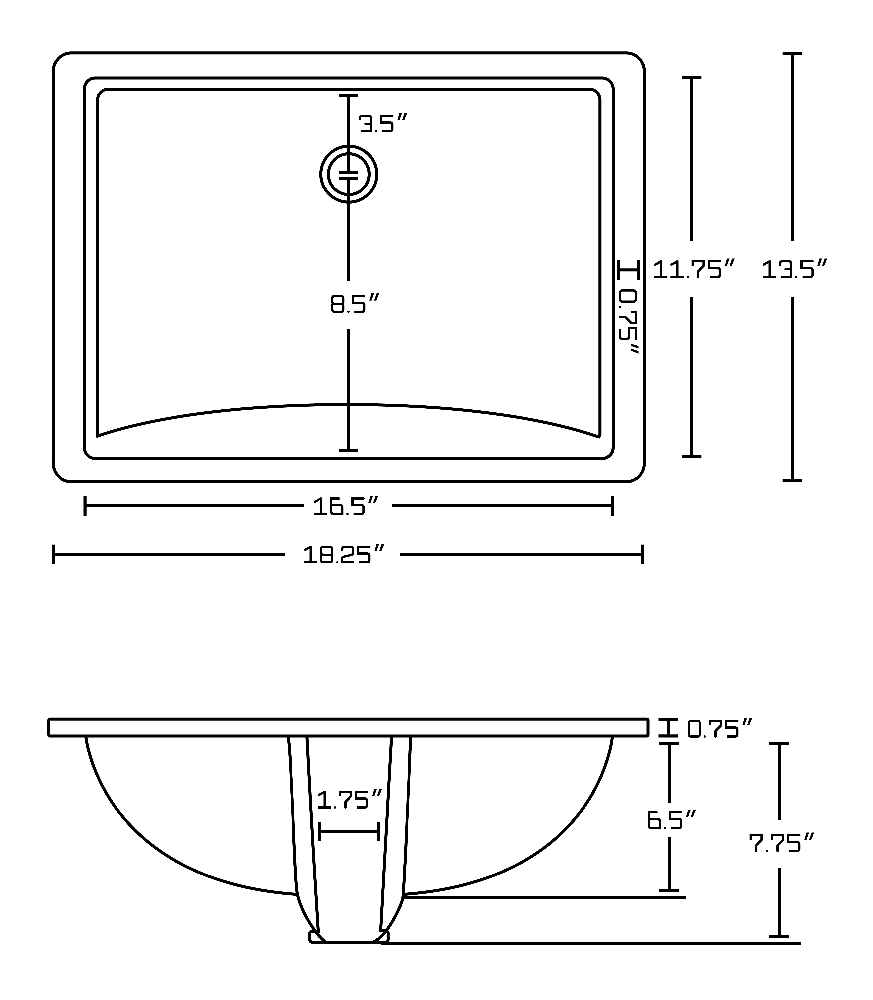 18.25-in. x 13.5-in. Ceramic Bathroom Undermount Sink In White