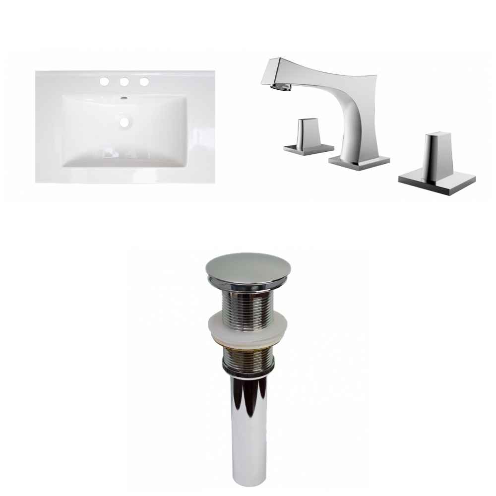 23.75-in. W 3H8-in. Ceramic Top Set In White Color - Drain Incl.