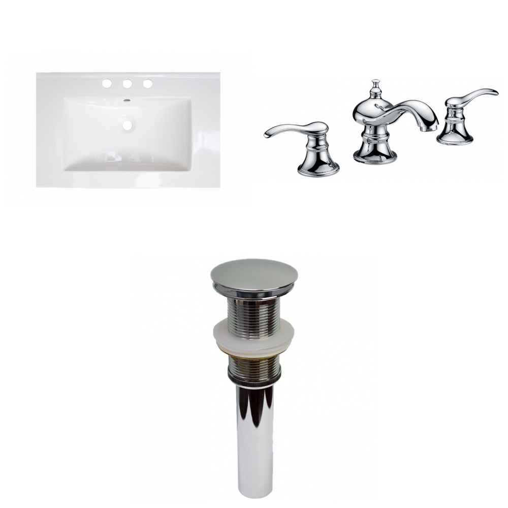 23.75-in. W 3H8-in. Ceramic Top Set In White Color - Drain Incl.