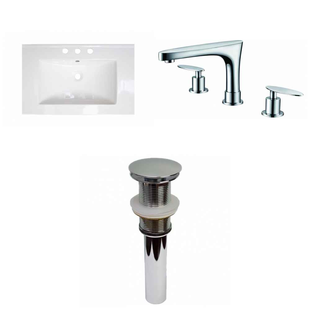 23.75-in. W 3H8-in. Ceramic Top Set In White Color - Drain Incl.