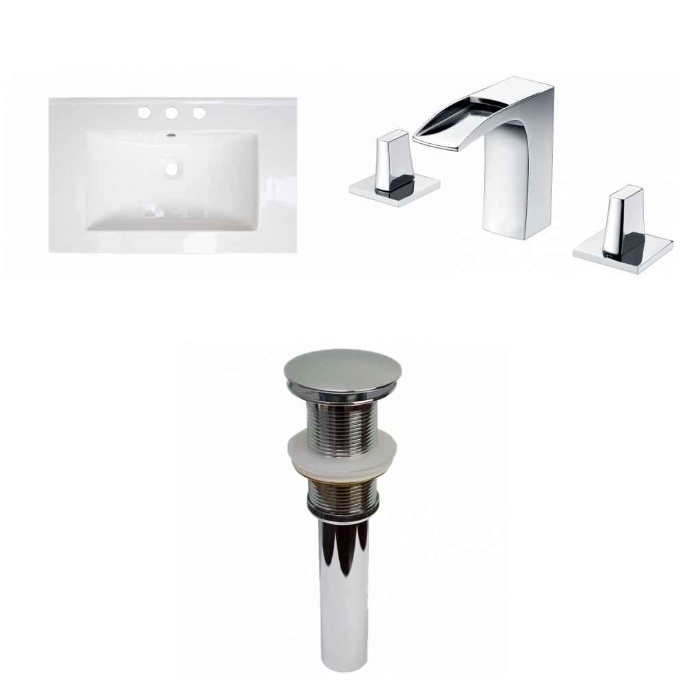 23.75-in. W 3H8-in. Ceramic Top Set In White Color - Drain Incl.