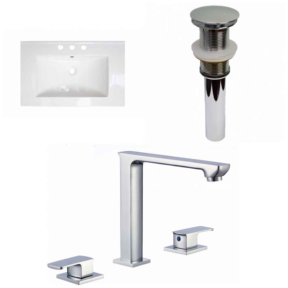 23.75-in. W 3H8-in. Ceramic Top Set In White Color - Drain Incl.