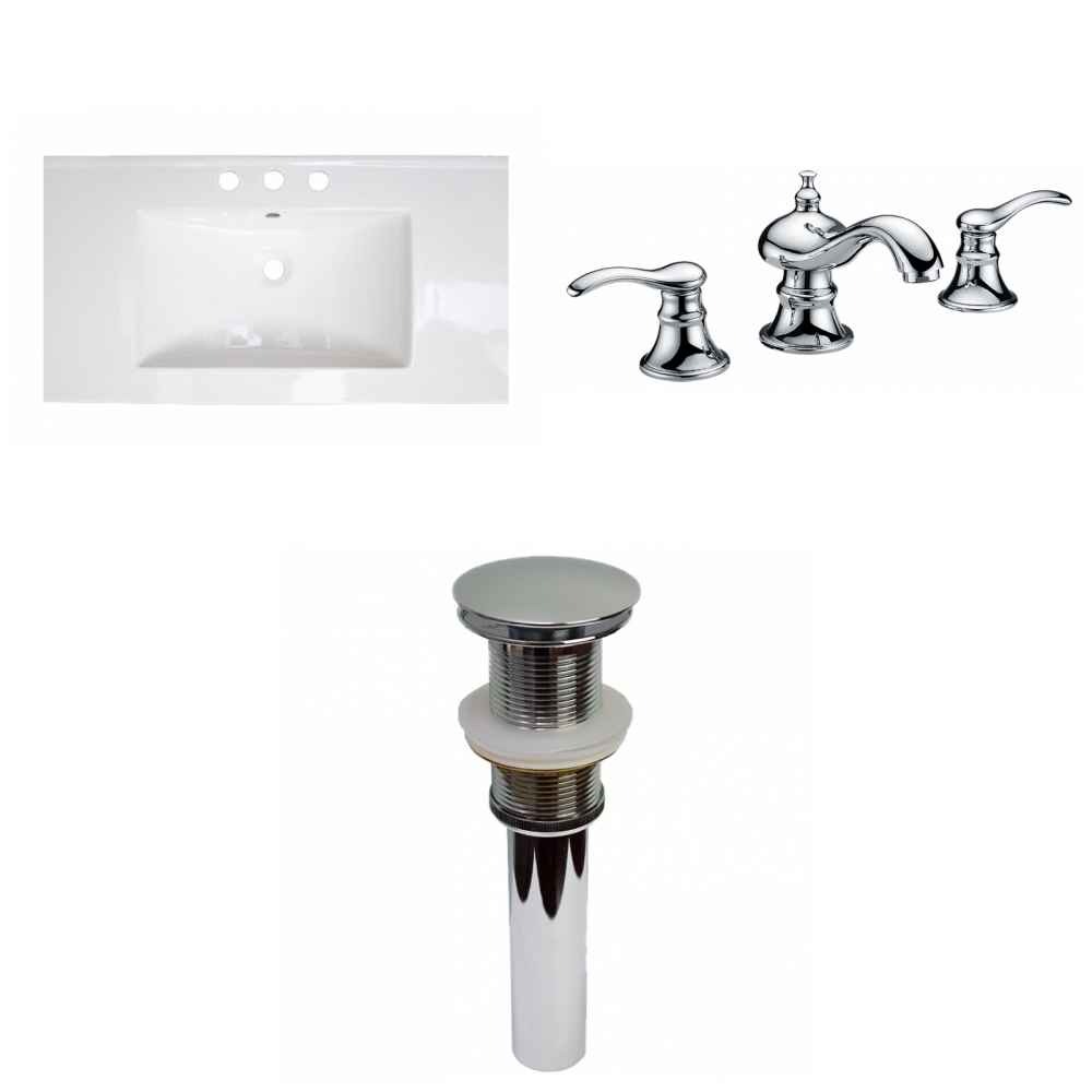 32-in. W 3H8-in. Ceramic Top Set In White Color - Drain Incl.