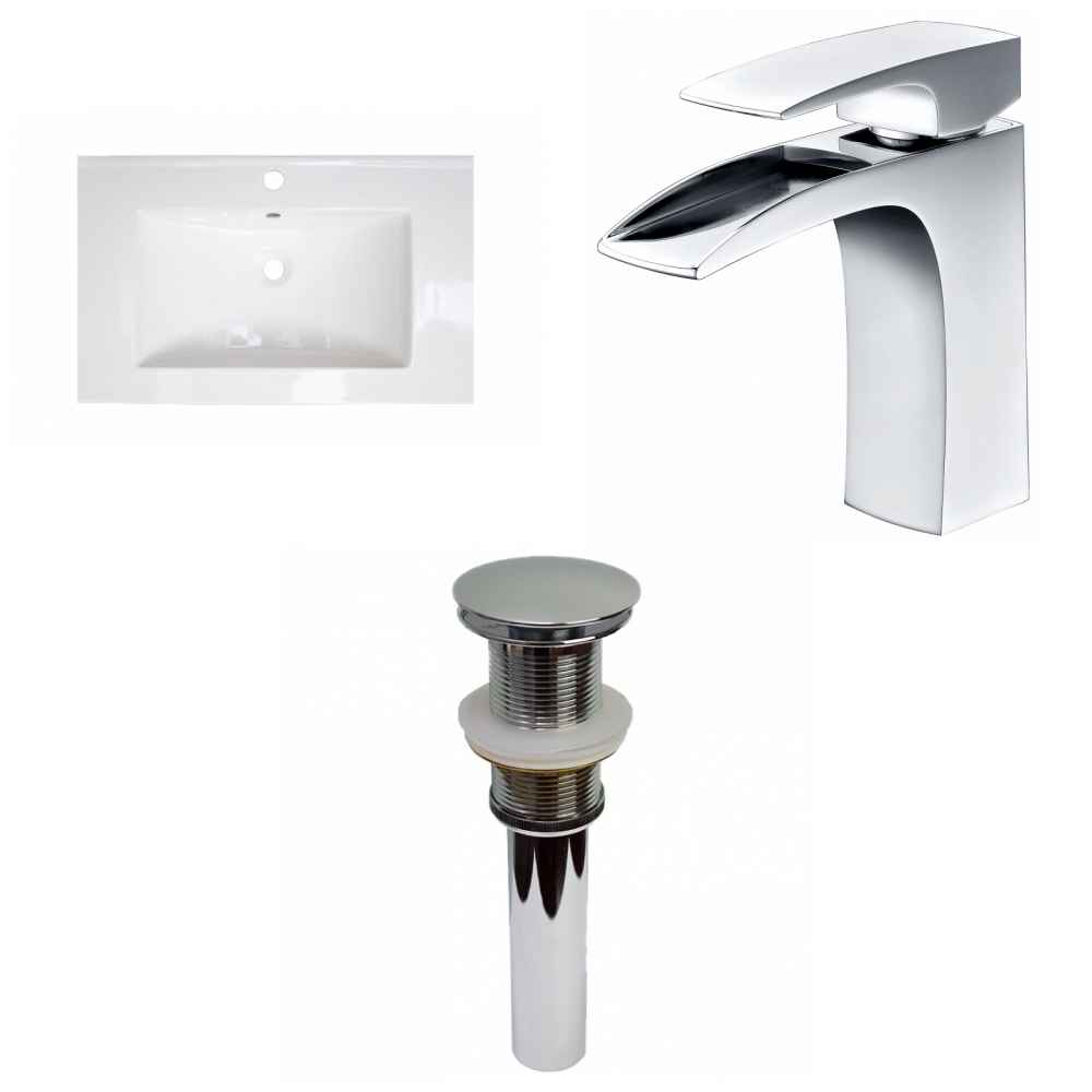 24.25-in. W 1 Hole Ceramic Top Set In White Color - Drain Incl.