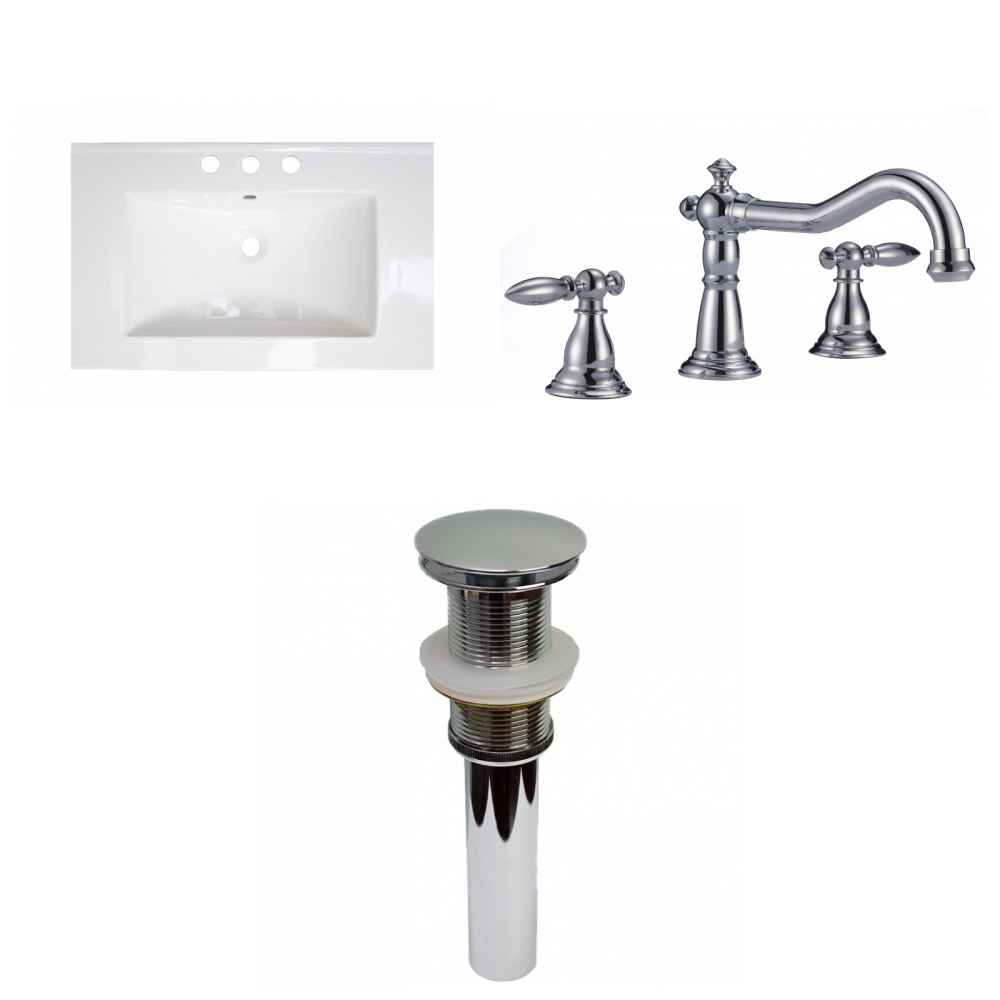 24.25-in. W 3H8-in. Ceramic Top Set In White Color - Drain Incl.