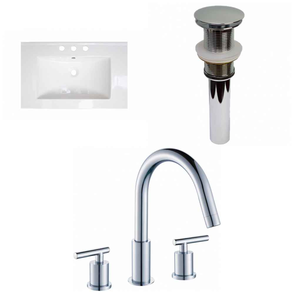24.25-in. W 3H8-in. Ceramic Top Set In White Color - Drain Incl.