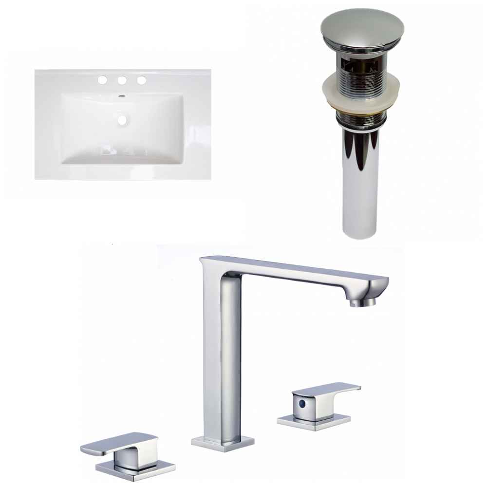 24.25-in. W 3H8-in. Ceramic Top Set In White Color - Overflow Drain Incl.
