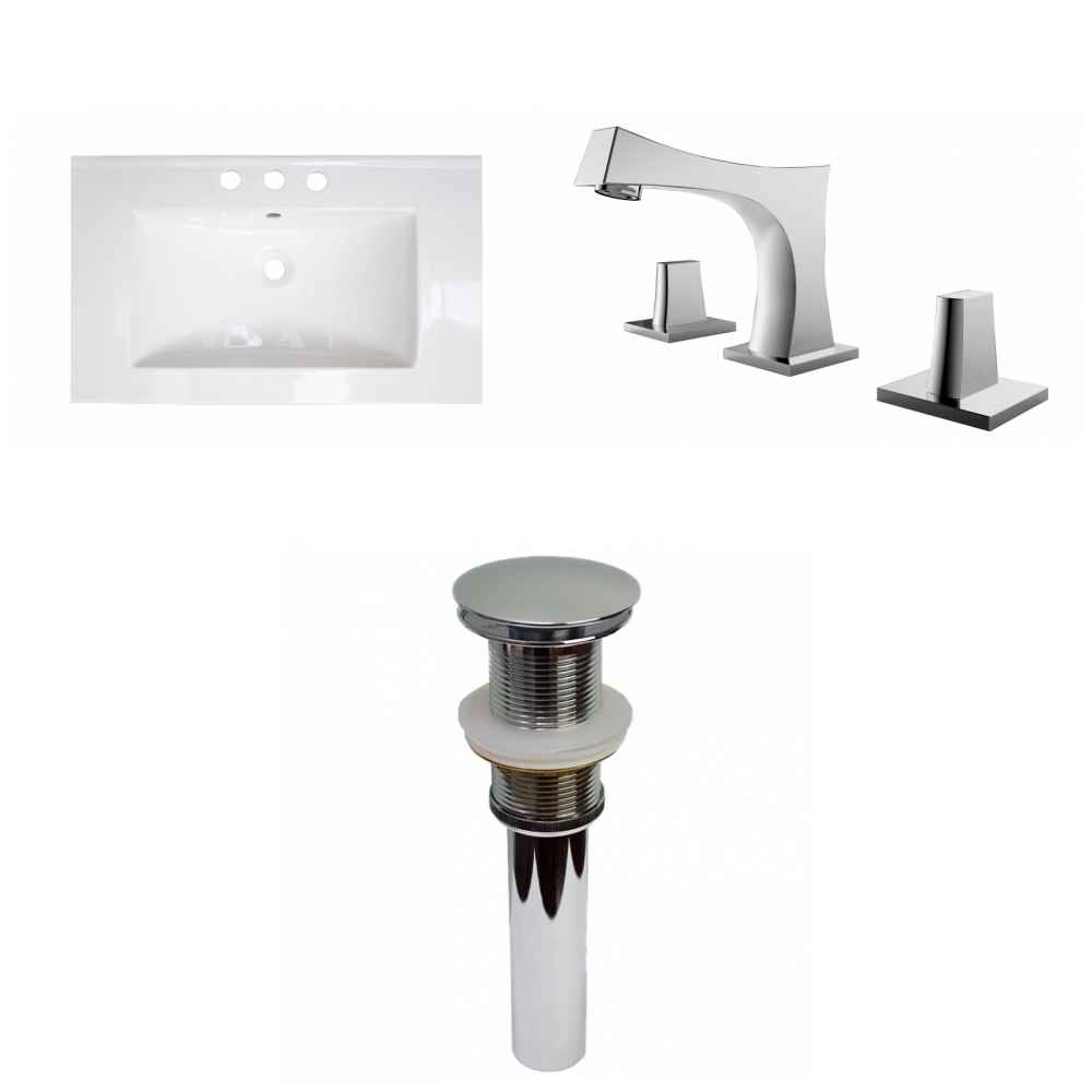 32-in. W 3H8-in. Ceramic Top Set In White Color - Drain Incl.
