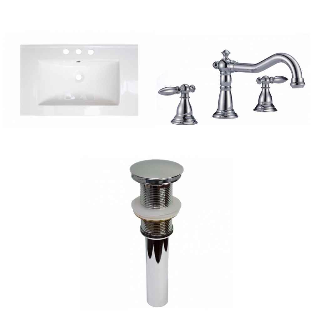 32-in. W 3H8-in. Ceramic Top Set In White Color - Drain Incl.