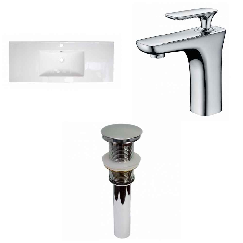 48-in. W 1 Hole Ceramic Top Set In White Color - Drain Incl.