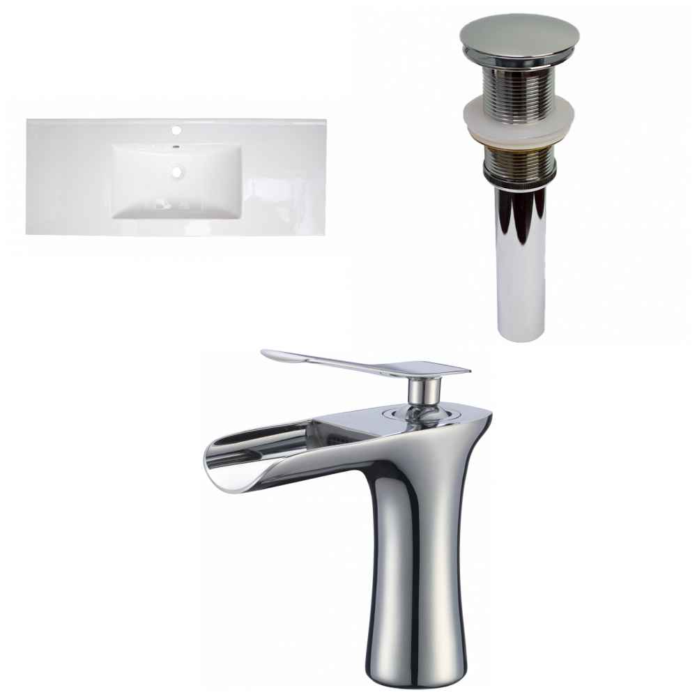 48-in. W 1 Hole Ceramic Top Set In White Color - Drain Incl.
