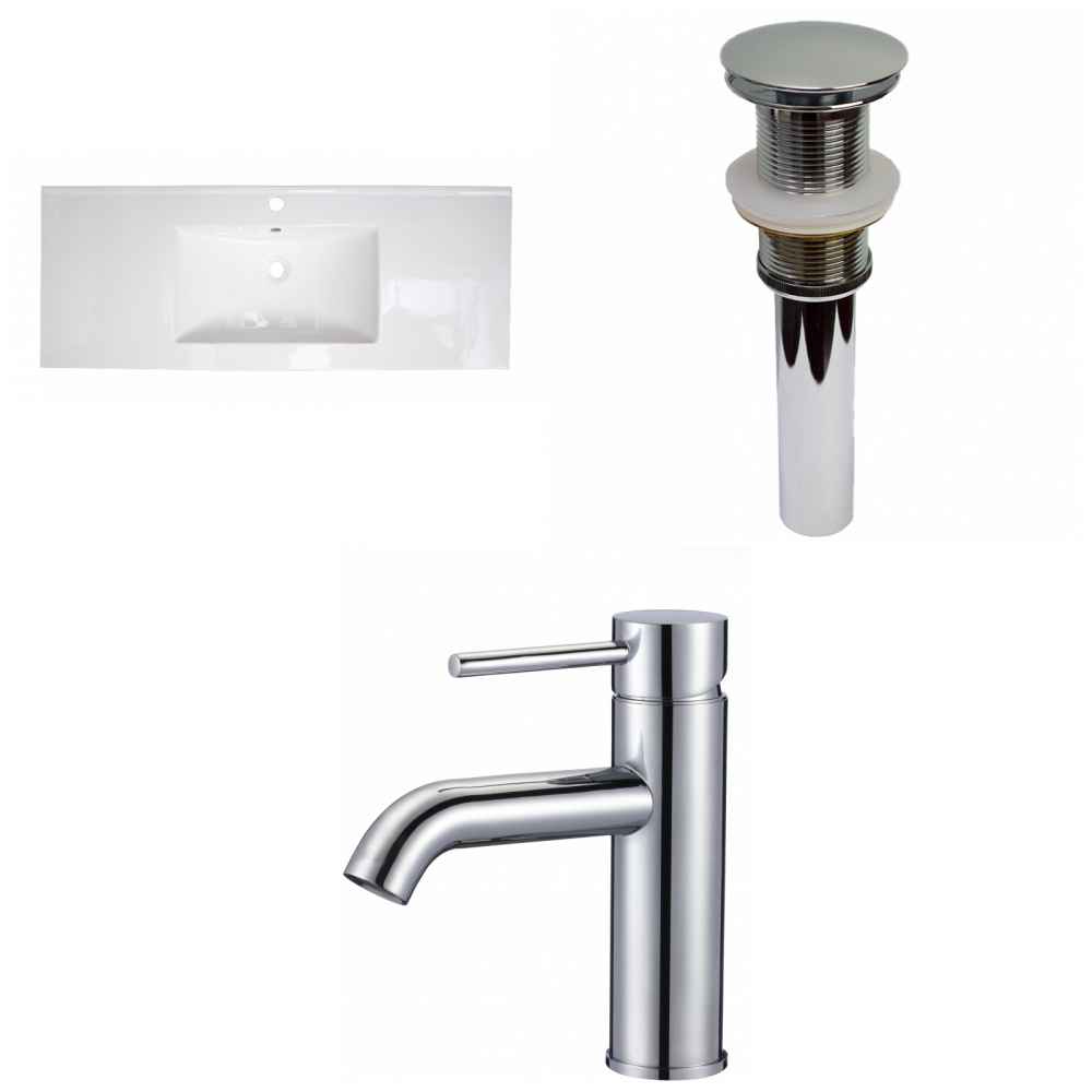 48-in. W 1 Hole Ceramic Top Set In White Color - Drain Incl.