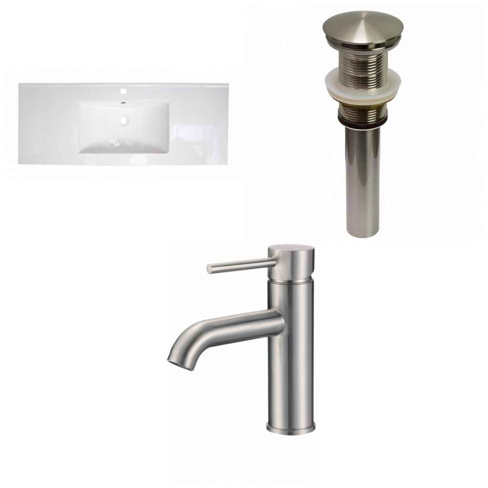 48-in. W 1 Hole Ceramic Top Set In White Color - Drain Incl.